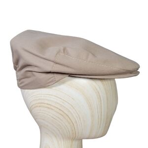 Vintage Harvard Flat Cap Mens Size Medium Tan Beige Snap Front
